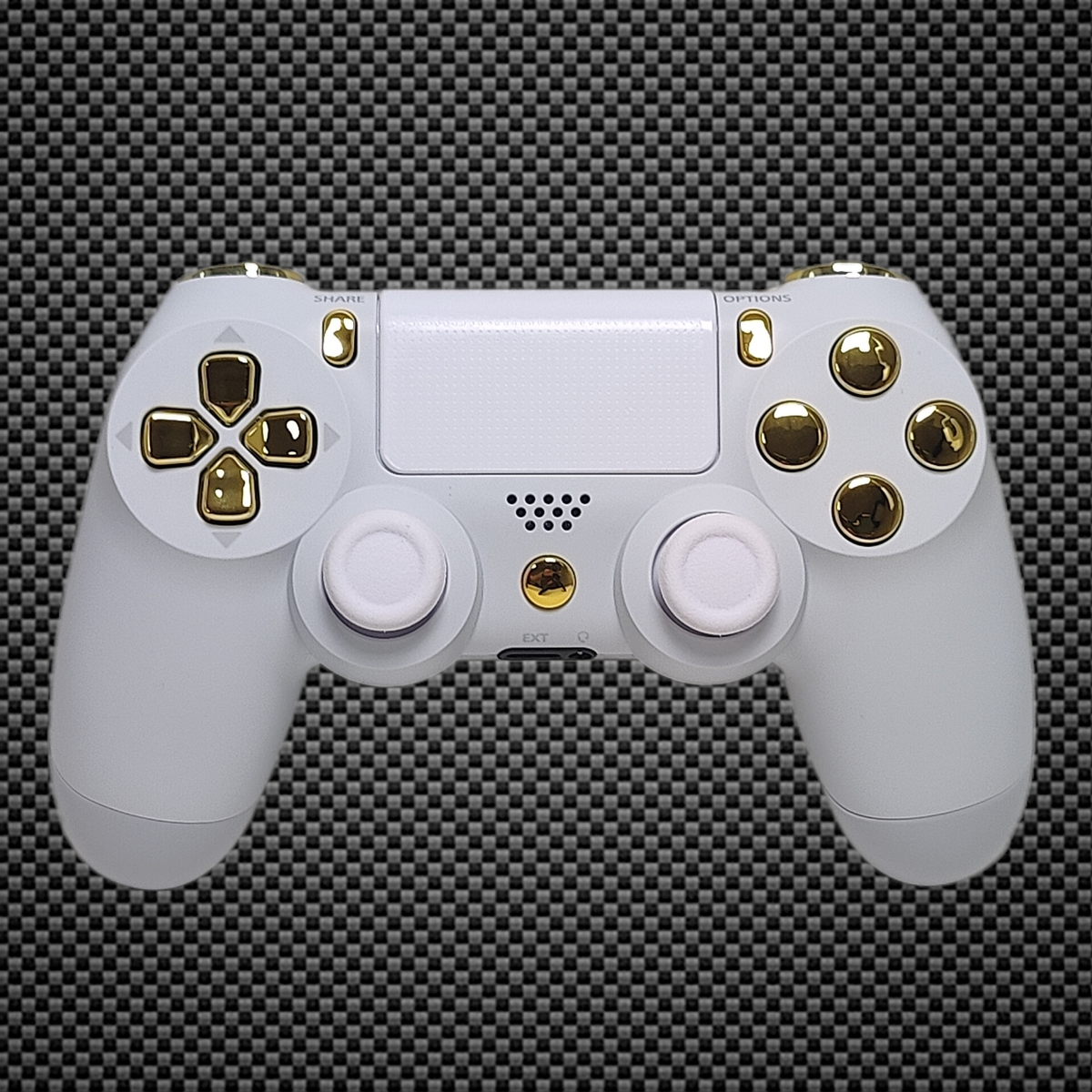 Arctic White Themed w Chrome Gold Buttons Official PS4 Controller