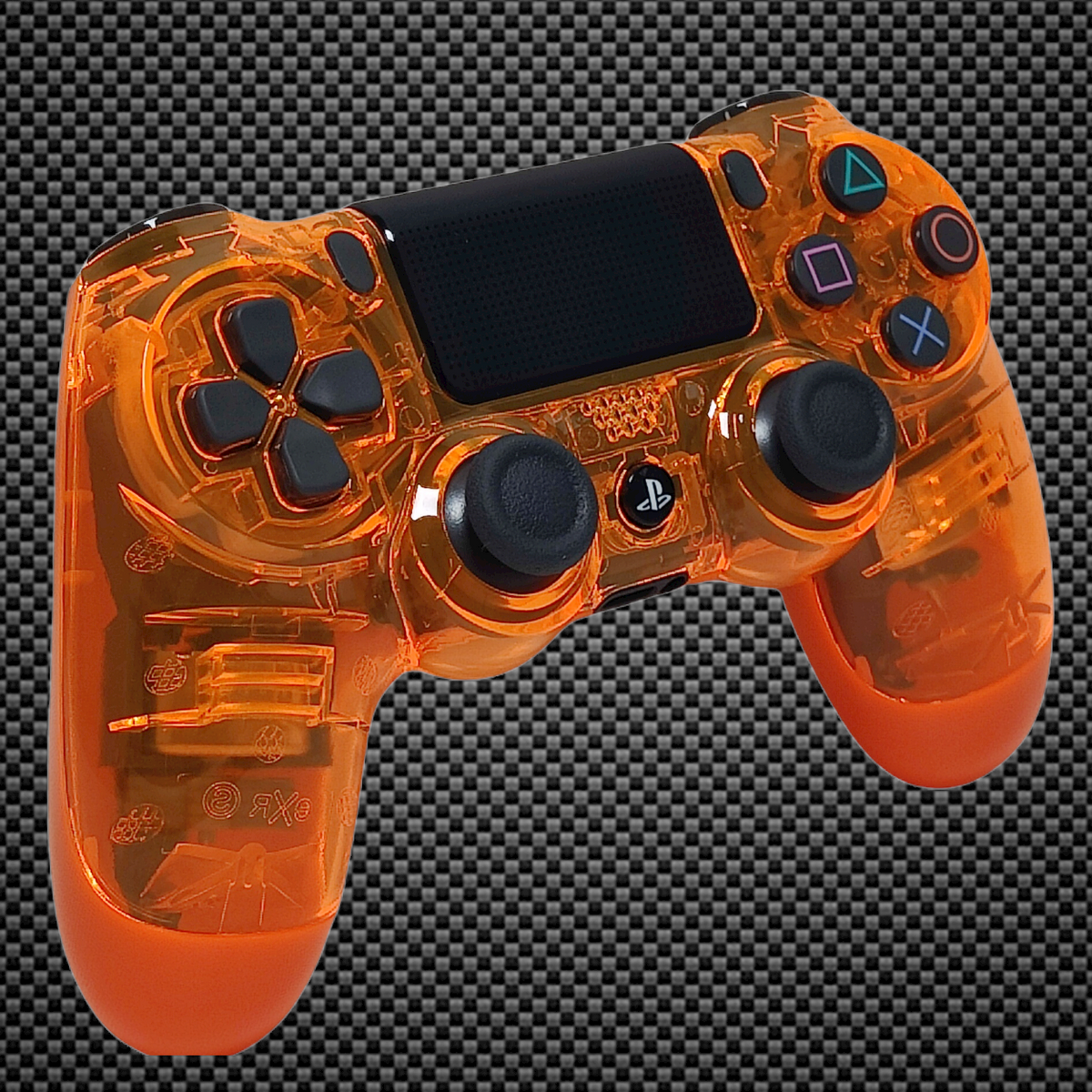 Crystal Transparent Clear Orange Themed Official PS4 Controller V2