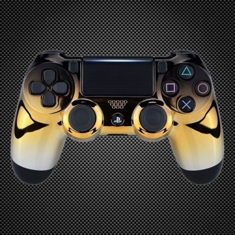 Shadow Chrome Gold Themed Official PS4 Controller V2 Custom