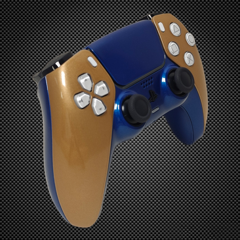 Custom Dualsense Metallic Gold & Blue Edition PS5 Custom Dualsense Controller ...