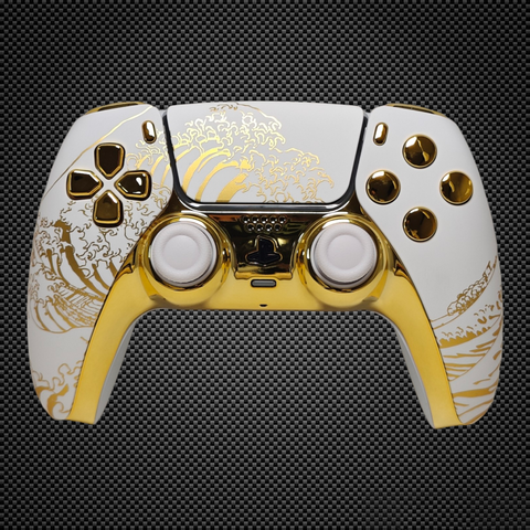 Golden Waves White Themed PS5 Custom Dualsense Controller