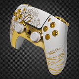 Golden Waves White Themed PS5 Custom Dualsense Controller