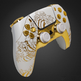 Golden Waves White Themed PS5 Custom Dualsense Controller