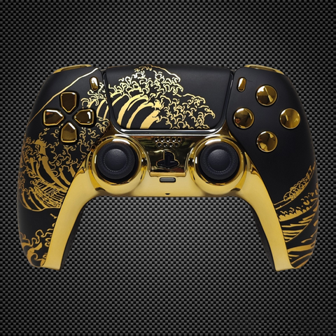 Golden Waves Black Themed PS5 Custom Dualsense Controller