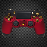 Shadow Red w/ Chrome Gold Buttons Themed Official PS4 Controller V2 Custom