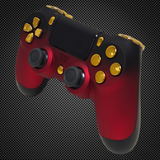 Shadow Red w/ Chrome Gold Buttons Themed Official PS4 Controller V2 Custom