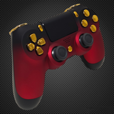 Shadow Red w/ Chrome Gold Buttons Themed Official PS4 Controller V2 Custom