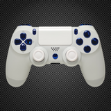Arctic White Themed w/ Chrome Blue Buttons Official PS4 Controller V2 Custom