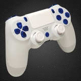 Arctic White Themed w/ Chrome Blue Buttons Official PS4 Controller V2 Custom