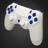 Arctic White Themed w/ Chrome Blue Buttons Official PS4 Controller V2 Custom
