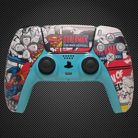 Superman Comic Themed PS5 Custom Dualsense Controller
