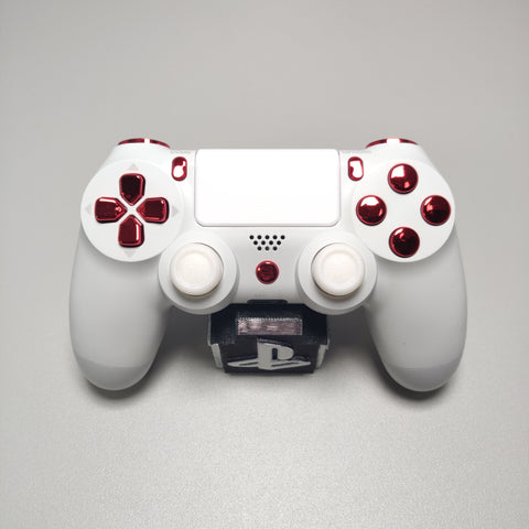 Arctic White Themed w/ Chrome Red Buttons Official PS4 Controller V2 Custom