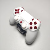 Arctic White Themed w/ Chrome Red Buttons Official PS4 Controller V2 Custom