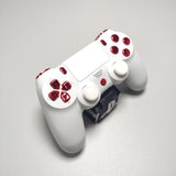 Arctic White Themed w/ Chrome Red Buttons Official PS4 Controller V2 Custom