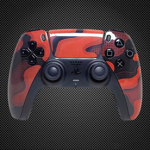 Digital Camo Red Themed PS5 Custom Dualsense Controller