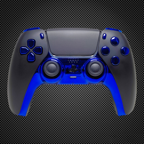 Black and Chrome Blue Themed PS5 Custom Dualsense Controller