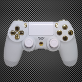 Official PS4 Controller V2 Custom Arctic White Themed w/ Chrome Gold Buttons