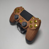 Wooden Effect w/ Chrome Gold Buttons Official PS4 Controller V2 Custom