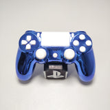 Chrome Blue w/ White Buttons Themed Official PS4 Controller V2 Custom