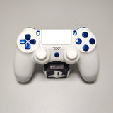 Arctic White Themed w/ Chrome Blue Buttons Official PS4 Controller V2 Custom