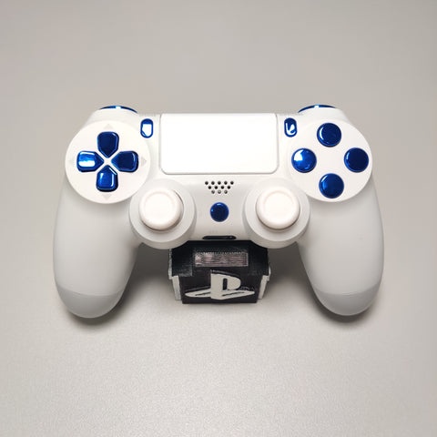 Arctic White Themed w/ Chrome Blue Buttons Official PS4 Controller V2 Custom