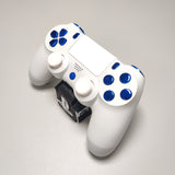 Arctic White Themed w/ Chrome Blue Buttons Official PS4 Controller V2 Custom