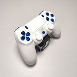 Arctic White Themed w/ Chrome Blue Buttons Official PS4 Controller V2 Custom