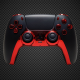 Black and Chrome Red Themed PS5 Custom Dualsense Controller