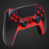 Black and Chrome Red Themed PS5 Custom Dualsense Controller