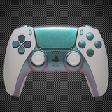 Arctic White Chameleon Green PS5 Custom Dualsense Controller