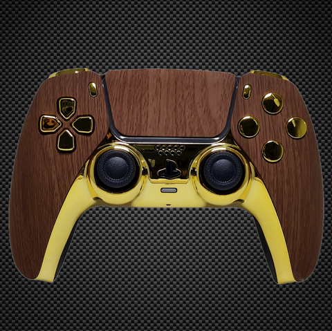Wooden Gold Effect Themed PS5 Custom Dualsense Controller