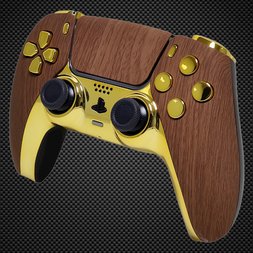 Custom Dualsense Wooden Gold Effect Themed PS5 Custom Dualsense Controller – Primzstar Modz