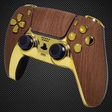 Wooden Gold Effect Themed PS5 Custom Dualsense Controller