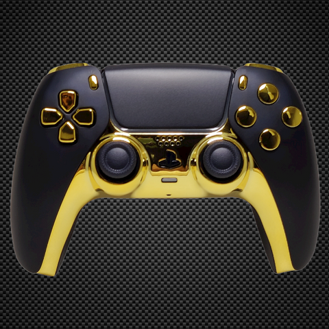 Black and Chrome Gold Themed PS5 Custom Dualsense Controller