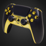 Black and Chrome Gold Themed PS5 Custom Dualsense Controller