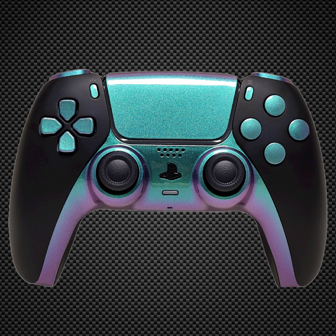 Black Chameleon Green Themed PS5 Custom Dualsense Controller