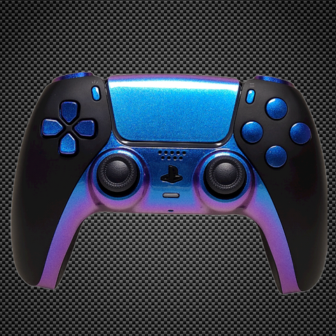 Black Chameleon Blue Themed PS5 Custom Dualsense Controller