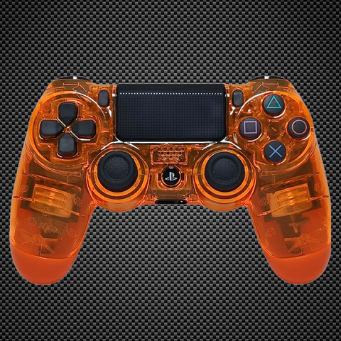 Crystal Transparent/Clear Orange Themed Official PS4 Controller V2 Custom