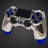 Chrome Silver & Blue Themed Official PS4 Controller V2 Custom