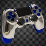 Official PS4 Controller V2 Custom Chrome Silver & Blue Themed