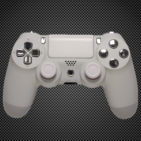 Arctic White Themed w/ Chrome Silver Buttons Official PS4 Controller V2 Custom