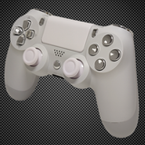Arctic White Themed w/ Chrome Silver Buttons Official PS4 Controller V2 Custom