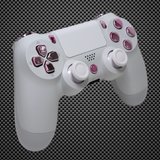 Arctic White Themed w/ Chrome Pink Buttons Official PS4 Controller V2 Custom