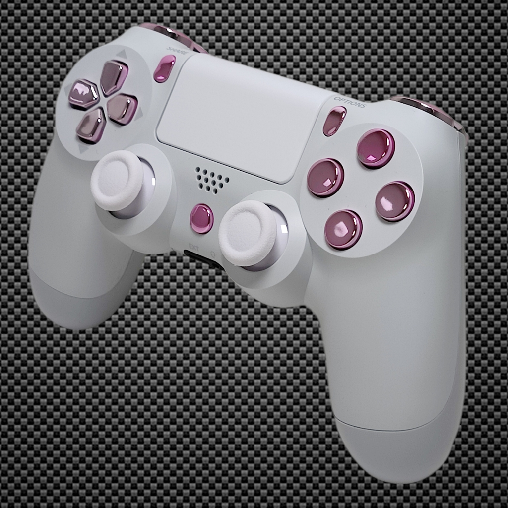 Arctic White Themed w/ Chrome Pink Buttons Official PS4 Controller V2 ...
