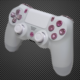 Arctic White Themed w/ Chrome Pink Buttons Official PS4 Controller V2 Custom
