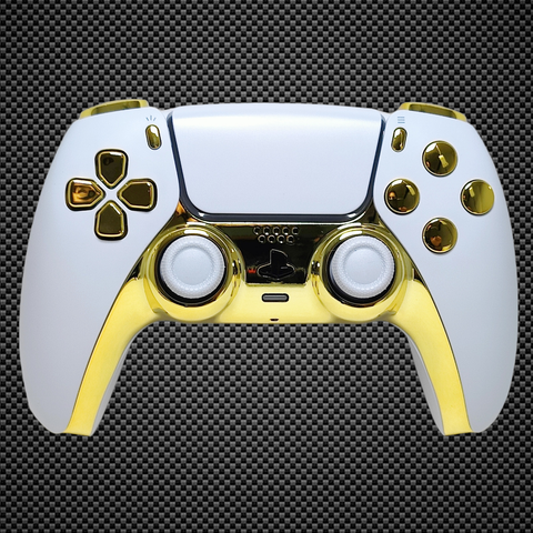 Arctic White Chrome Gold PS5 Custom Dualsense Controller